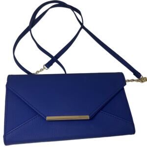 Crossbody Purse Dark Blue/Purple Faux Leather Safe Keeper with Gold Accents